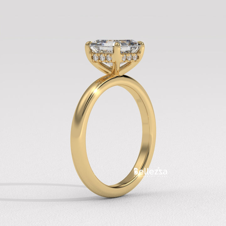 1.50-2.50CT Asscher Cut Diamond Hidden Halo Lab Grown Engagement Ring