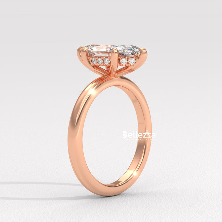 1.50-2.50CT Marquise Cut CVD Diamond Hidden Halo Setting Engagement Ring