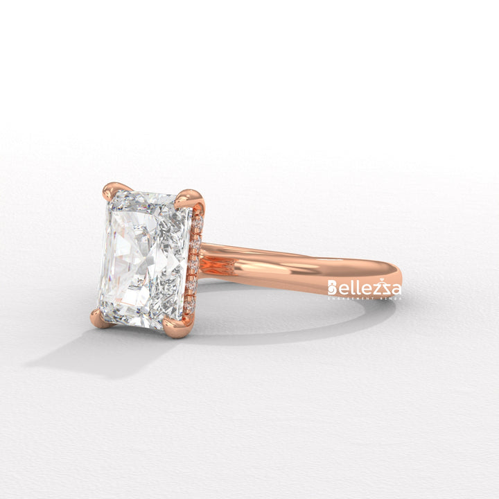 1.50-2.50CT Radiant  Cut Hidden Halo Lab Grown Engagement Ring