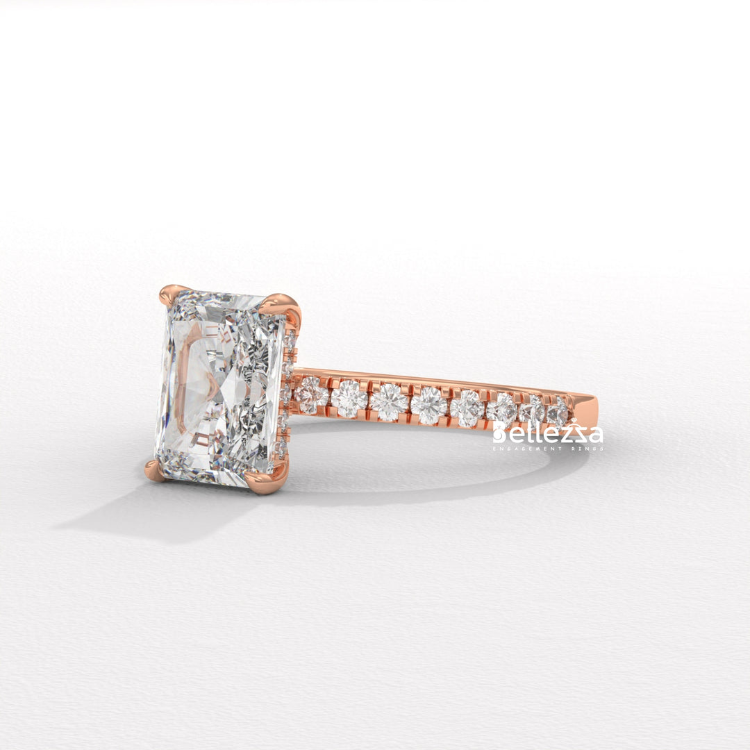 2.0-3.0CT Radiant Diamond Pave Setting Lab Grown Engagement Ring