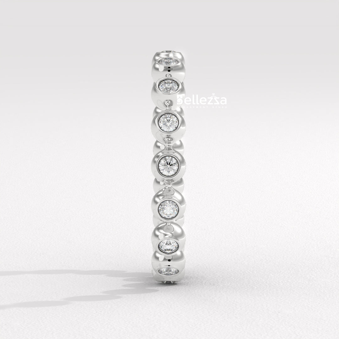 Round Diamond Bezel Setting Eternity Lab Grown Wedding Band