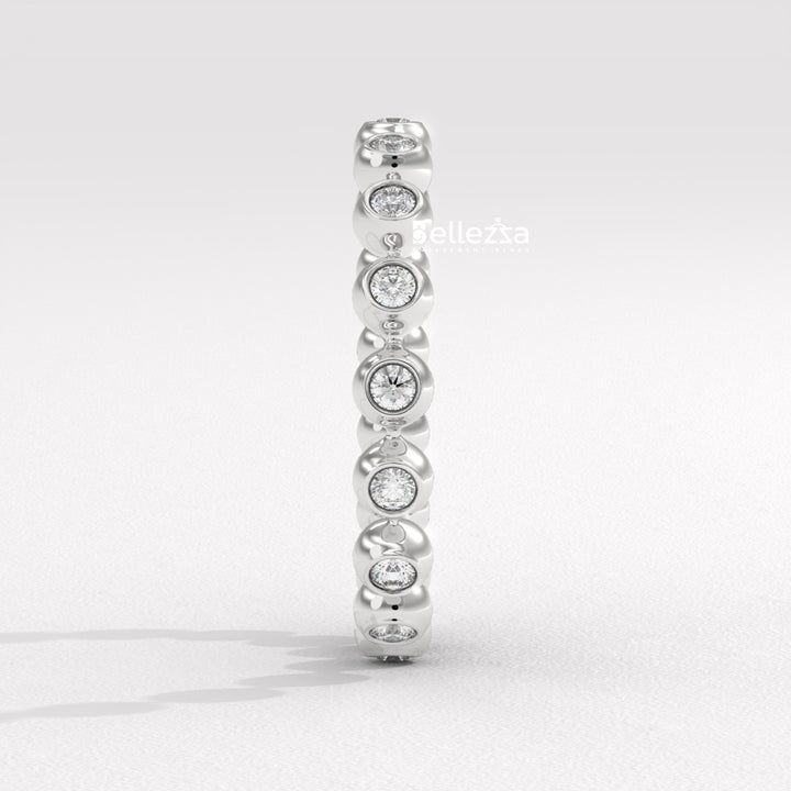 Round Diamond Bezel Setting Eternity Lab Grown Wedding Band