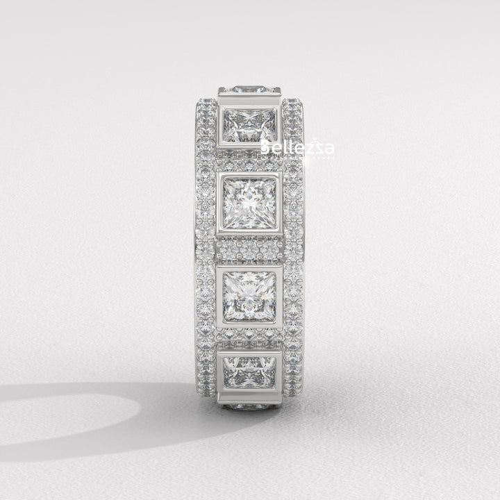 Princess & Round Diamond Eternity Lab Grown Wedding Band