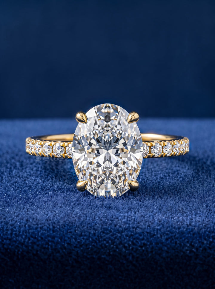 1.50-2.50CT Oval Diamond Hidden Halo Lab Grown Engagement Ring