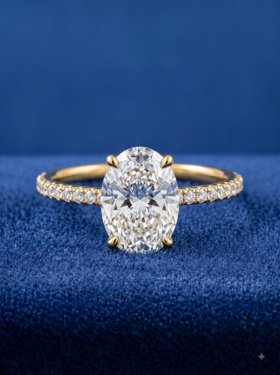 1.50 CT-3.50 CT Oval  Lab Grown  Diamond Hidden Halo Engagement Ring With Pave Setting