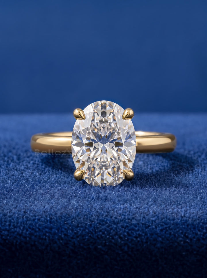 1.0-2.0CT Oval Diamond Solitaire Lab Grown Engagement Ring