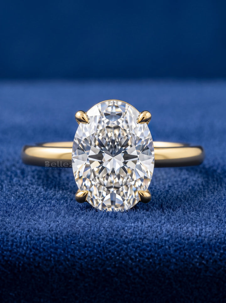 1.50-2.50CT Oval Cut CVD Diamond Hidden Diamond Engagement Ring