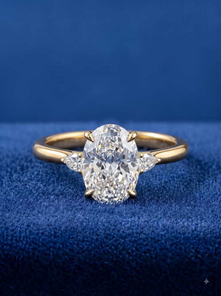 1.0 - 3.0 CT Oval  Lab Grown Diamond Three Stone Engagement ring