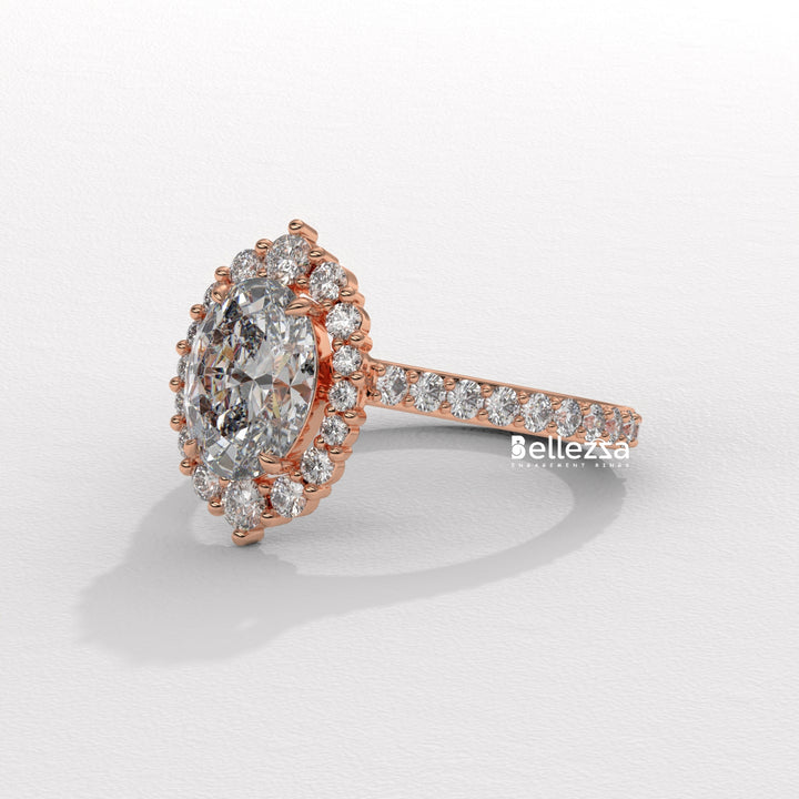 1.50-2.50CT Oval Cut Lab Grown Diamond Cluster Setting Engagement Ring