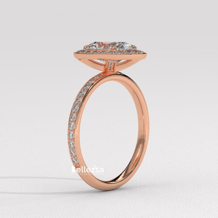 1.50-2.50CT Oval Cut CVD Diamond Halo Setting Engagement Ring