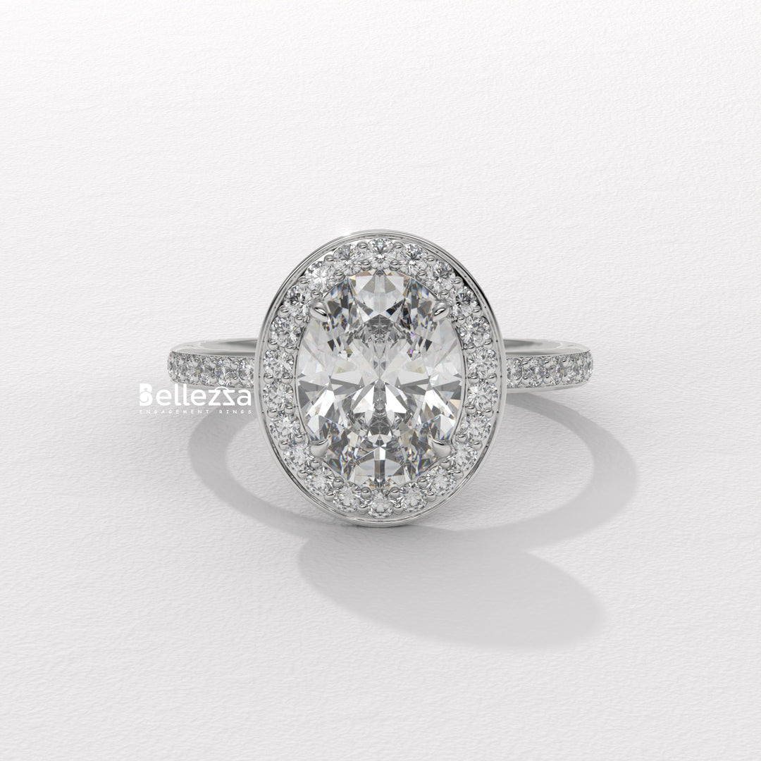 1.50-2.50CT Oval Cut CVD Diamond Halo Setting Engagement Ring