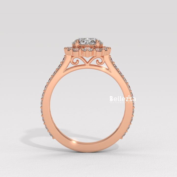 1.50-2.50CT Oval Cut Lab Grown Diamond Cluster Setting Engagement Ring