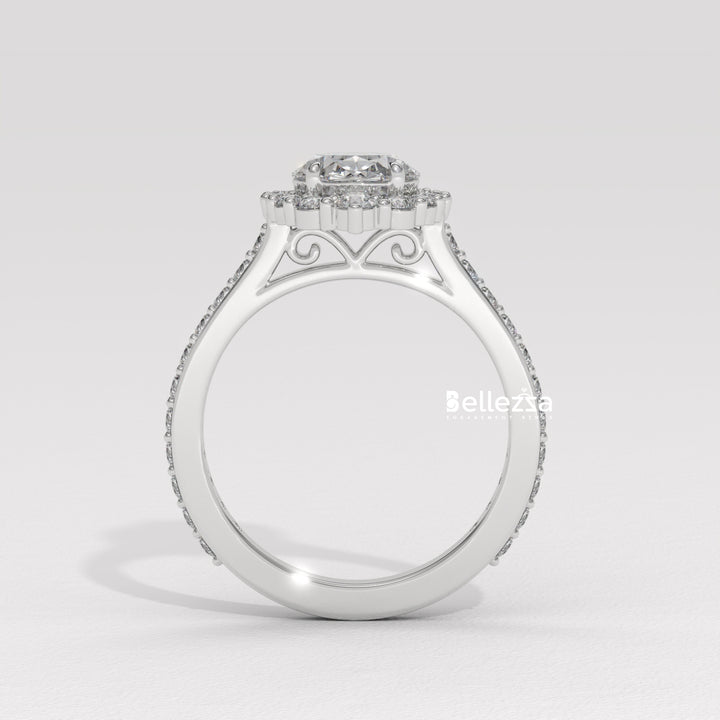 1.50-2.50CT Oval Cut Lab Grown Diamond Cluster Setting Engagement Ring