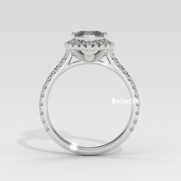 1.50-2.50CT Marquise Cut CVD Diamond Halo Pave Set Engagement Ring