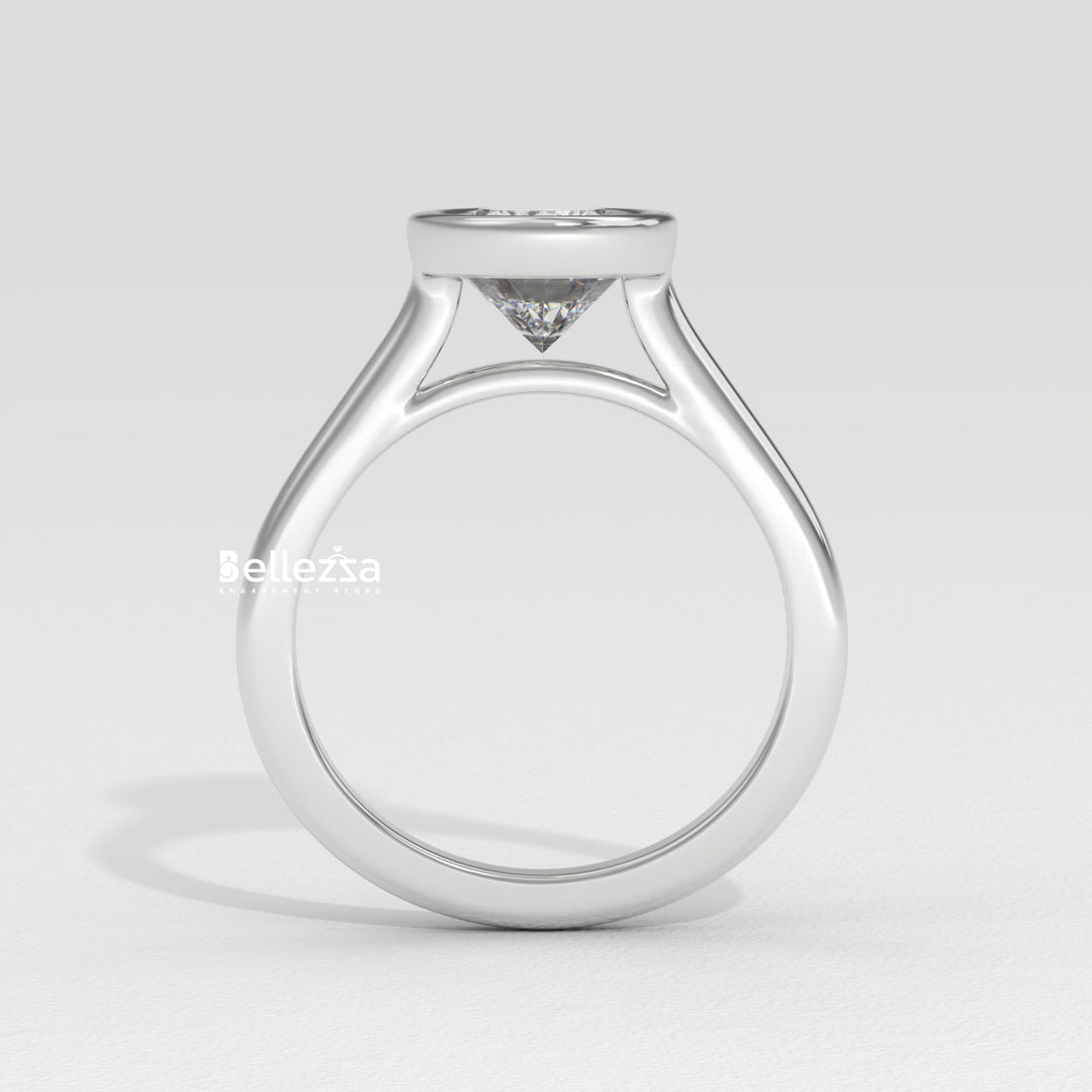 1.0-2.0CT Oval Diamond Bezel Setting Solitaire Lab Grown Engagement Ring