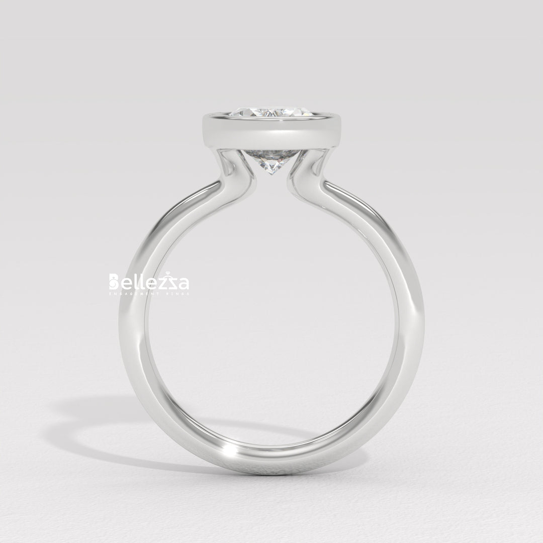 1.50-2.50CT Oval Diamond Bezel Setting Lab Grown Engagement Ring