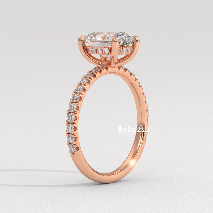 2.0-3.0CT Oval Diamond Pave Setting Lab Grown Engagement Ring