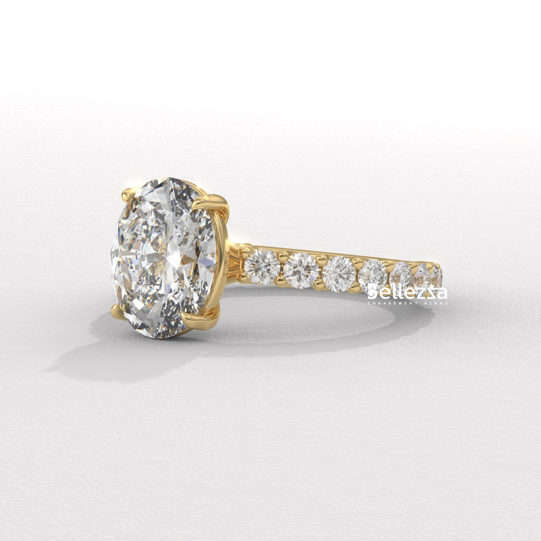 1.50-2.50CT Oval Cut Pave Setting Lab Grown Engagement Ring