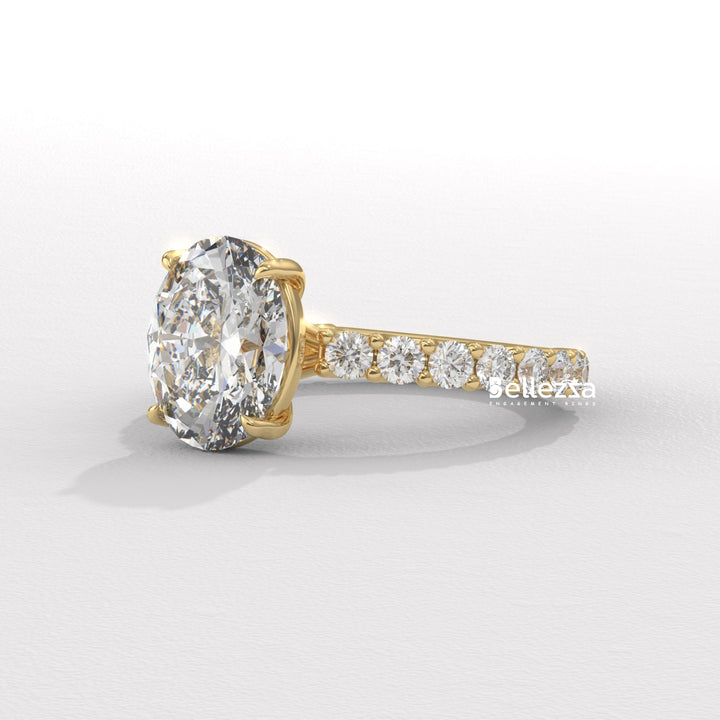 1.50-2.50CT Oval Cut Pave Setting Lab Grown Engagement Ring