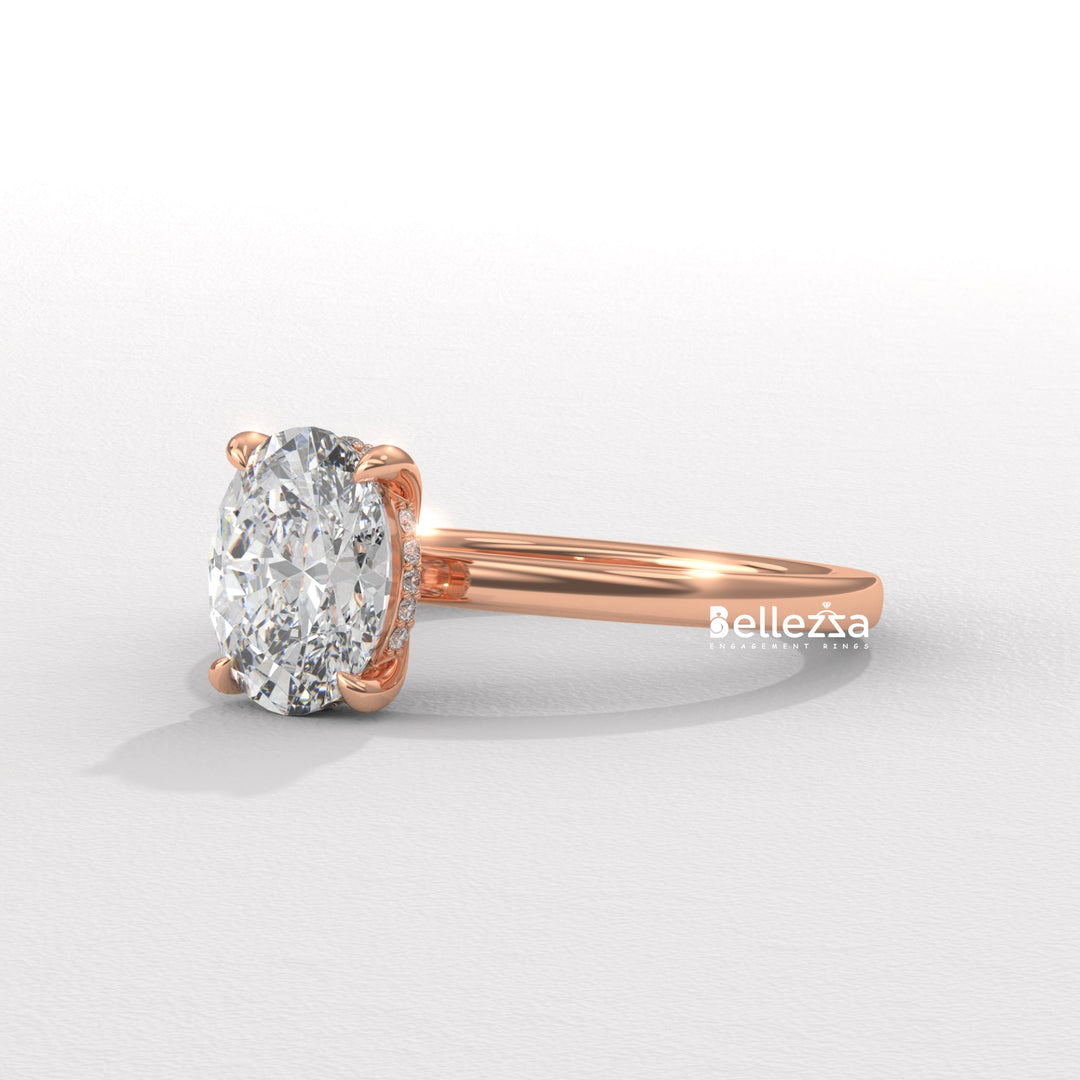 1.50-2.50CT Oval Diamond Hidden Halo Lab Grown Engagement Ring
