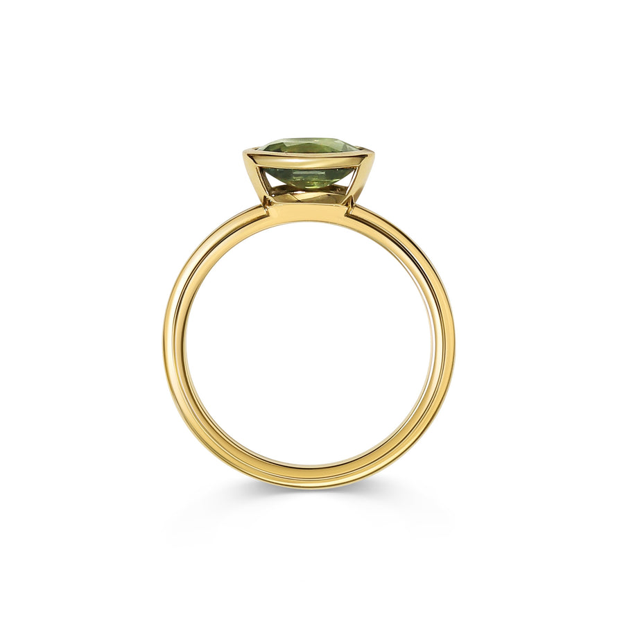 1.50CT Green Oval Cut East-West Setting Bezel Setting Lab Grown Engagement Ring