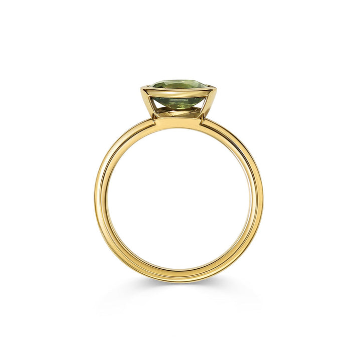 1.50CT Green Oval Cut East-West Setting Bezel Setting Lab Grown Engagement Ring