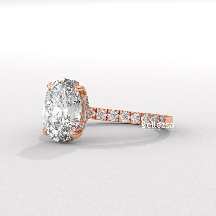 1.50-2.50CT Oval Diamond Hidden Halo Lab Grown Engagement Ring
