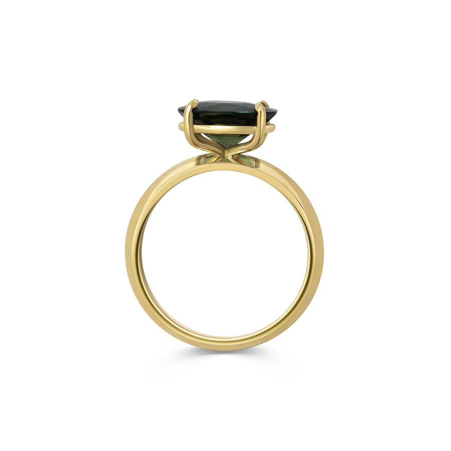 2.50CT Green Sapphire East-West Oval Diamond Solitaire Lab Grown Engagement Ring