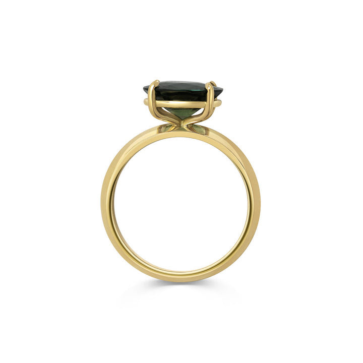 2.50CT Green Sapphire East-West Oval Diamond Solitaire Lab Grown Engagement Ring