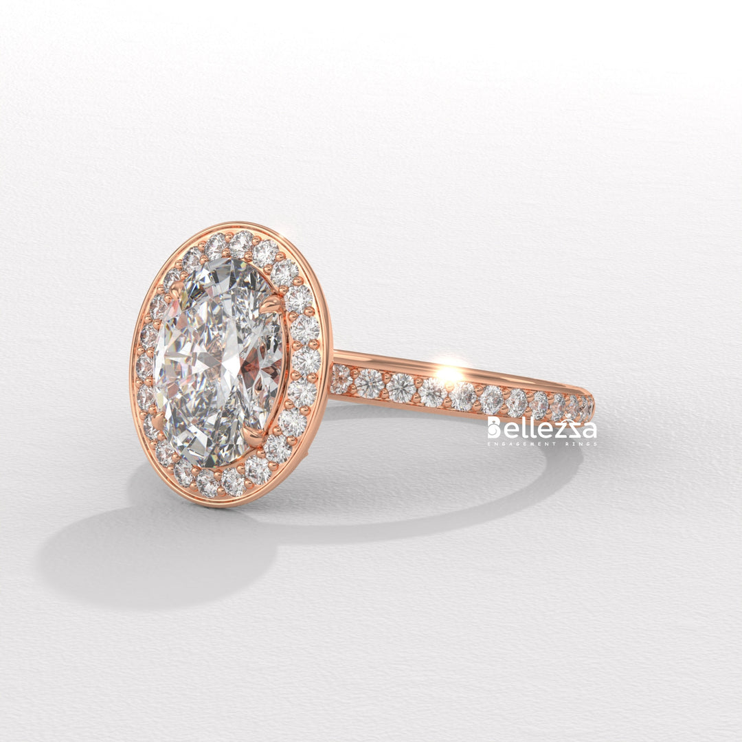 1.50-2.50CT Oval Cut CVD Diamond Halo Setting Engagement Ring