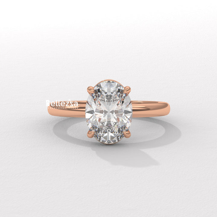1.50-2.50CT Oval Cut Solitaire Diamond Lab Grown Engagement Ring
