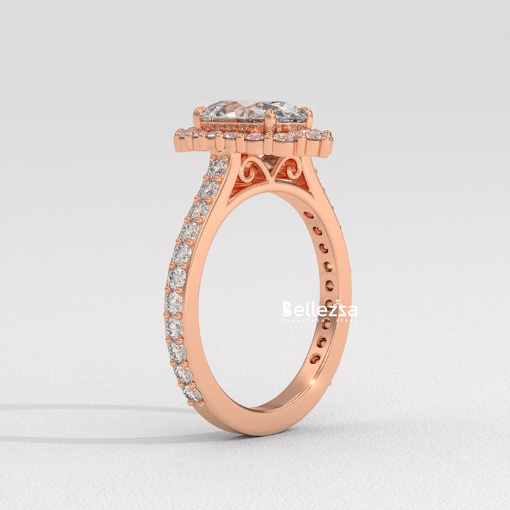 1.50-2.50CT Oval Cut Lab Grown Diamond Cluster Setting Engagement Ring