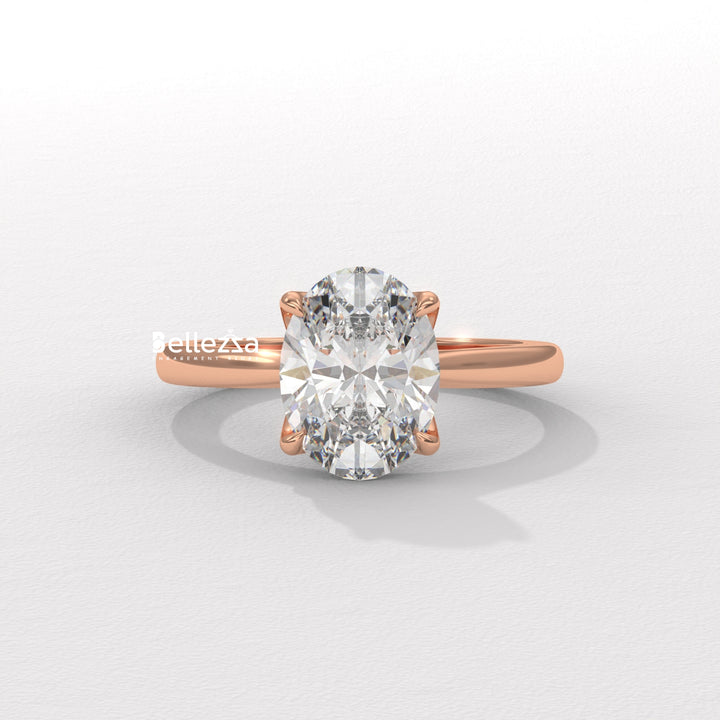 1.0-2.0CT Oval Diamond Solitaire Setting Lab Grown Engagement Ring