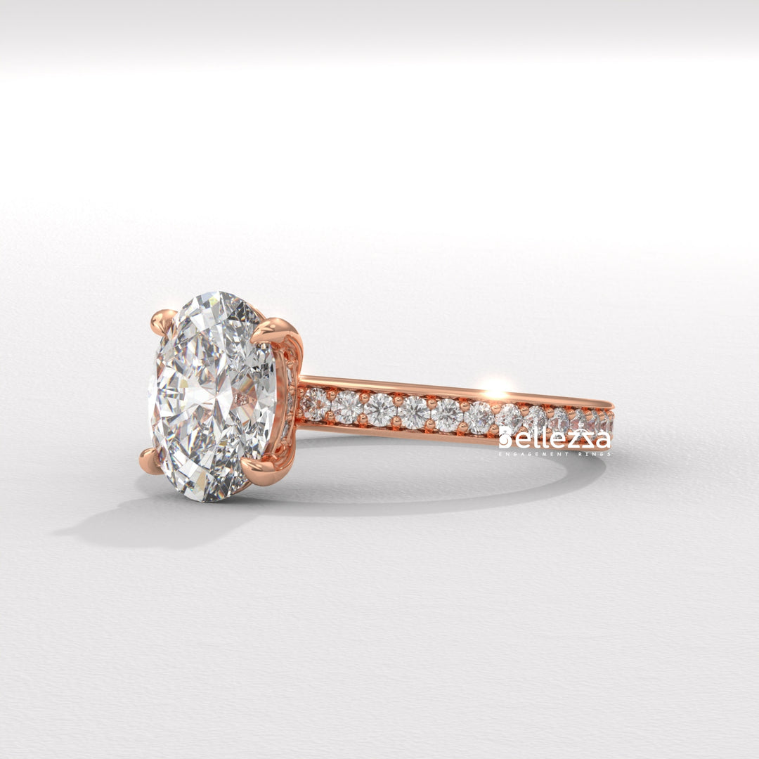 2.0-3.0CT Oval Diamond Pave Setting Lab Grown Engagement Ring