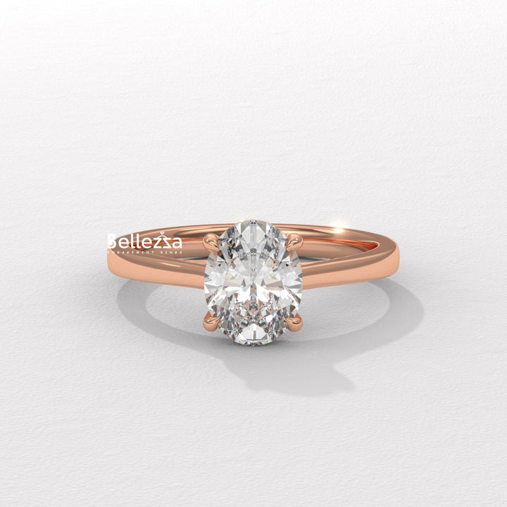 1.0-2.0CT Oval Diamond Solitaire Setting Lab Grown Engagement Ring