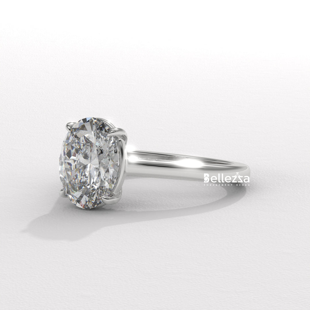 1.50-2.50CT Oval Cut CVD Diamond Hidden Diamond Engagement Ring