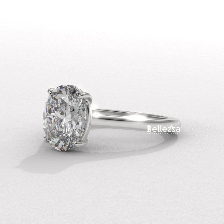 1.50-2.50CT Oval Cut CVD Diamond Hidden Diamond Engagement Ring