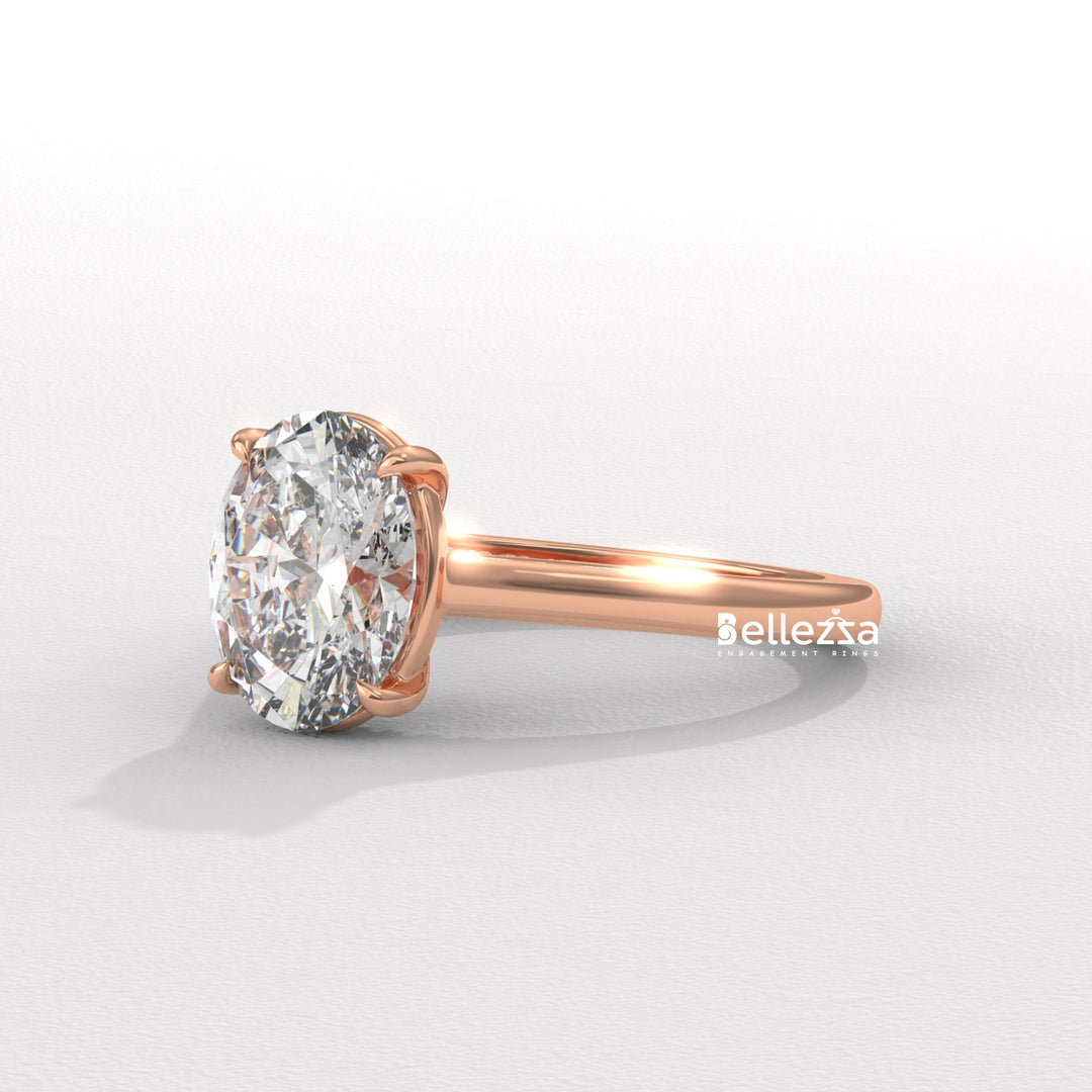 1.50-2.50CT Oval Cut CVD Diamond Hidden Diamond Engagement Ring