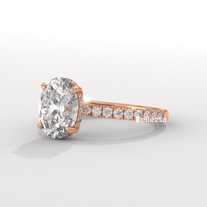 1.50-2.50CT Oval Diamond Pave Setting Lab Grown Engagement Ring