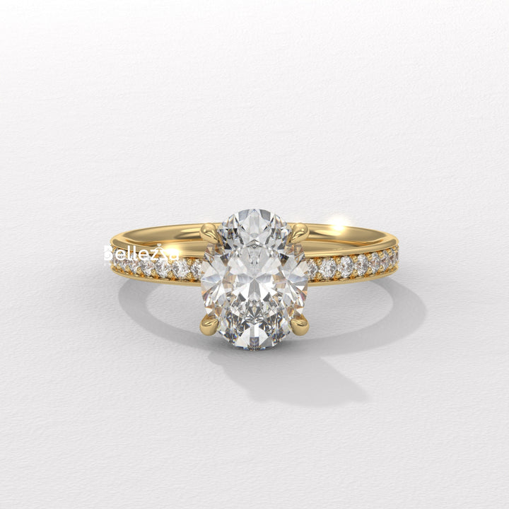 2.0-3.0CT Oval Diamond Pave Setting Lab Grown Engagement Ring