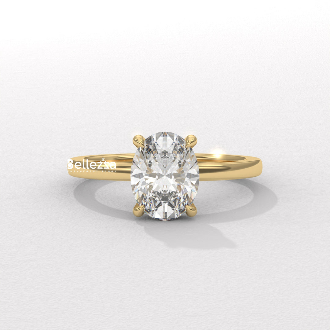 1.50-2.50CT Oval Diamond Hidden Halo Lab Grown Engagement Ring