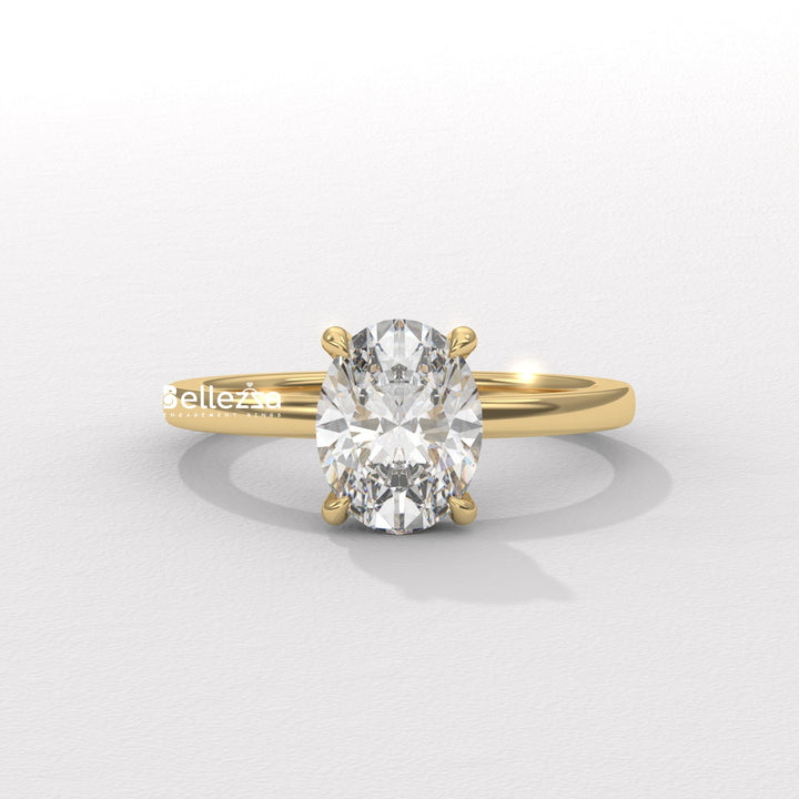1.50-2.50CT Oval Diamond Hidden Halo Lab Grown Engagement Ring