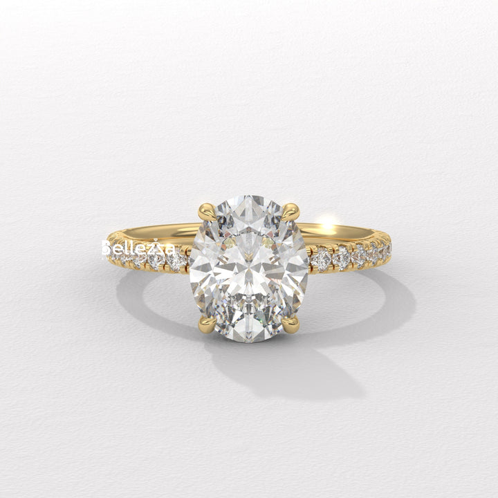 2.0-3.0CT Oval Diamond Pave Setting Lab Grown Engagement Ring