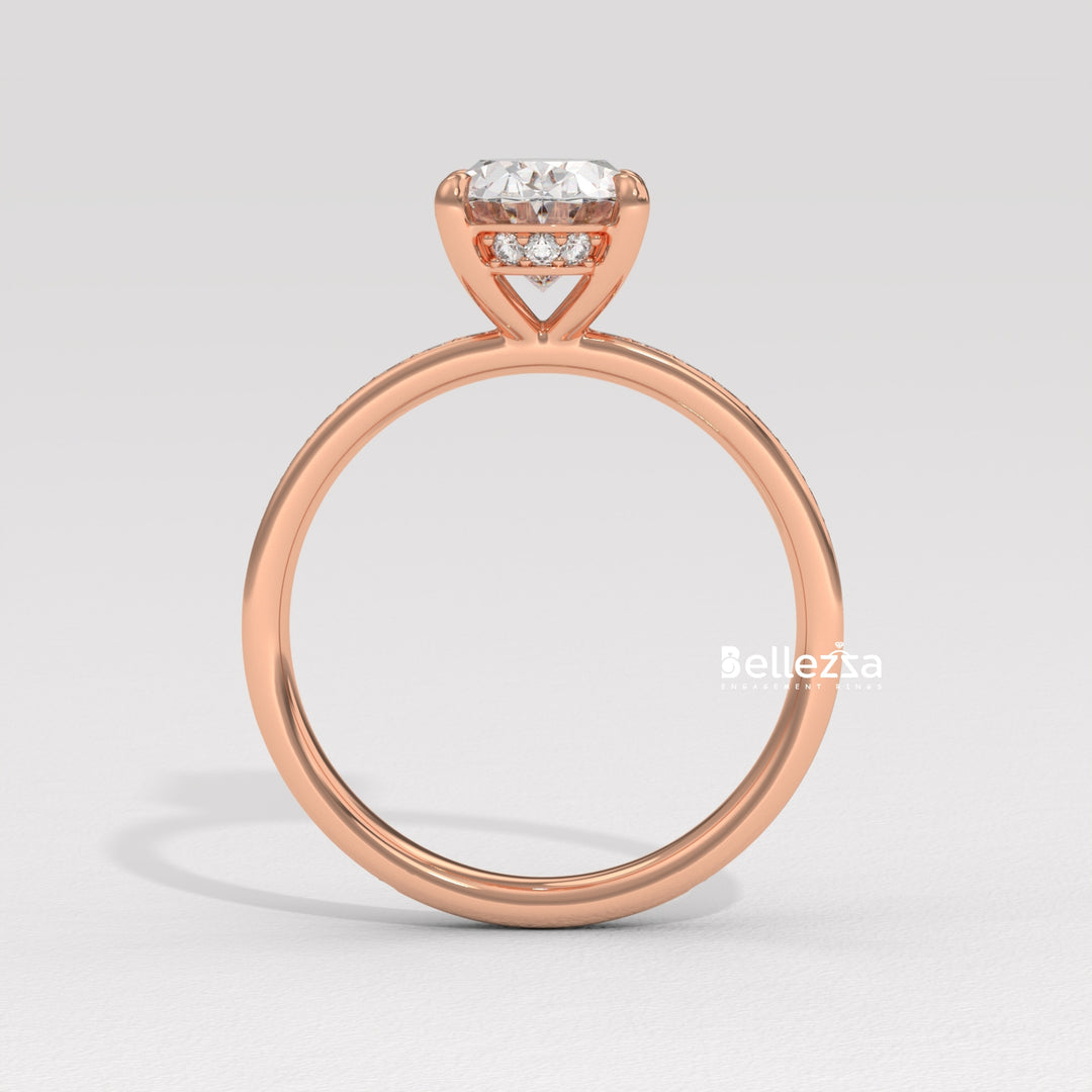 2.0-3.0CT Oval Diamond Pave Setting Lab Grown Engagement Ring