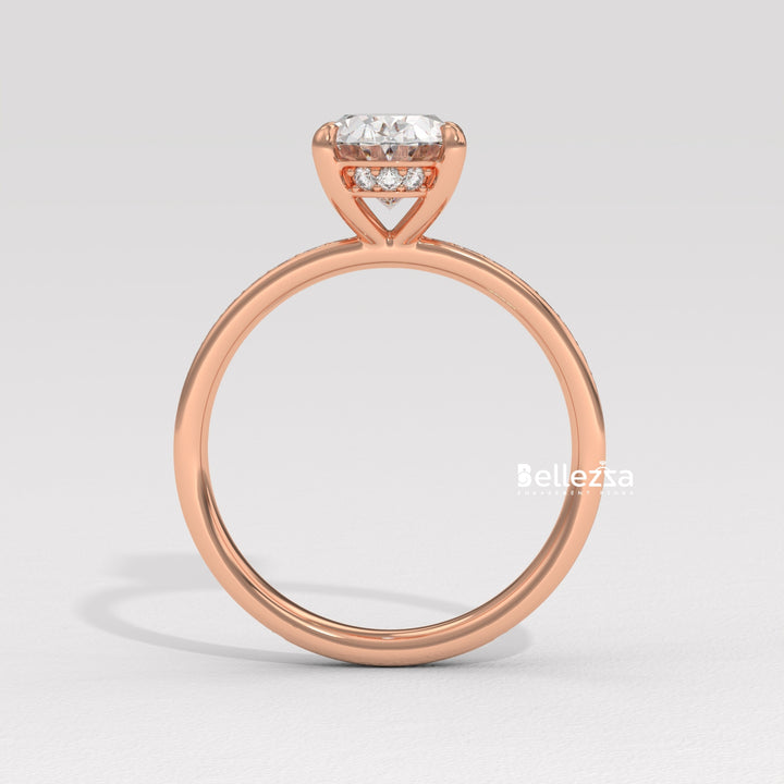 2.0-3.0CT Oval Diamond Pave Setting Lab Grown Engagement Ring