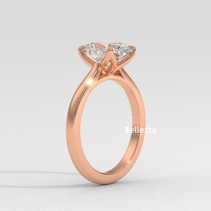 1.0-2.0CT Oval Diamond Solitaire Setting Lab Grown Engagement Ring