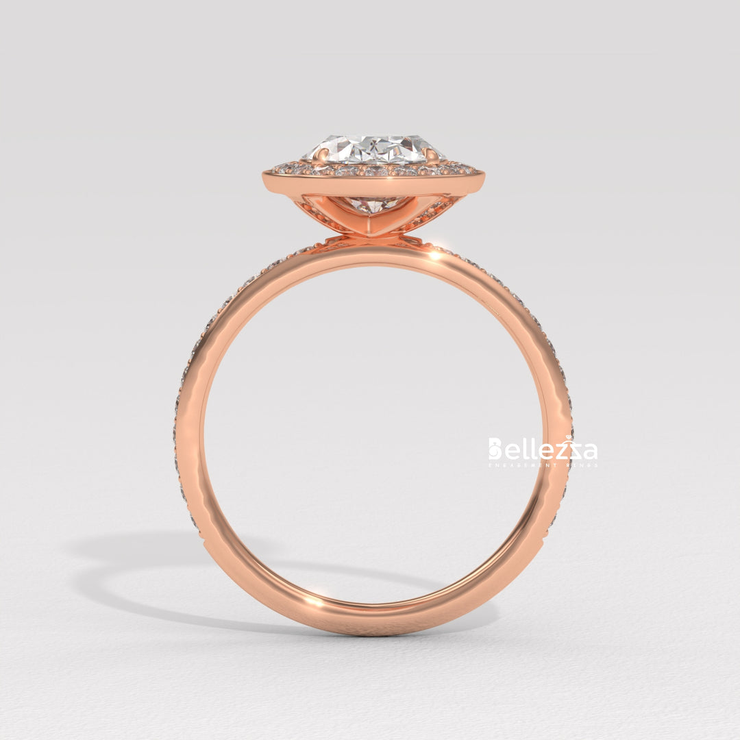 1.50-2.50CT Oval Cut CVD Diamond Halo Setting Engagement Ring