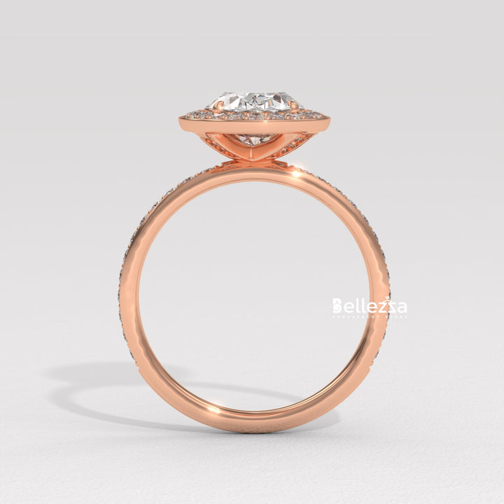 1.50-2.50CT Oval Cut CVD Diamond Halo Setting Engagement Ring