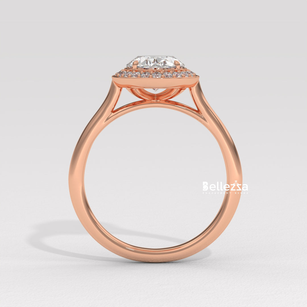 1.50-2.50CT Oval Cut Lab Grown Diamond Halo Setting Engagement Ring