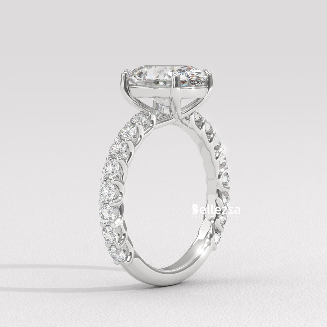 1.50-2.50CT Oval Cut Pave Setting Lab Grown Engagement Ring
